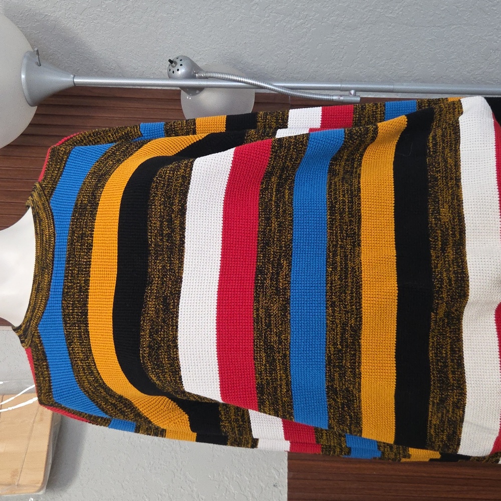 G-Star RAW Mike Stripe Knit Long Sleeve Sweater in dark gold and dark black. xxl